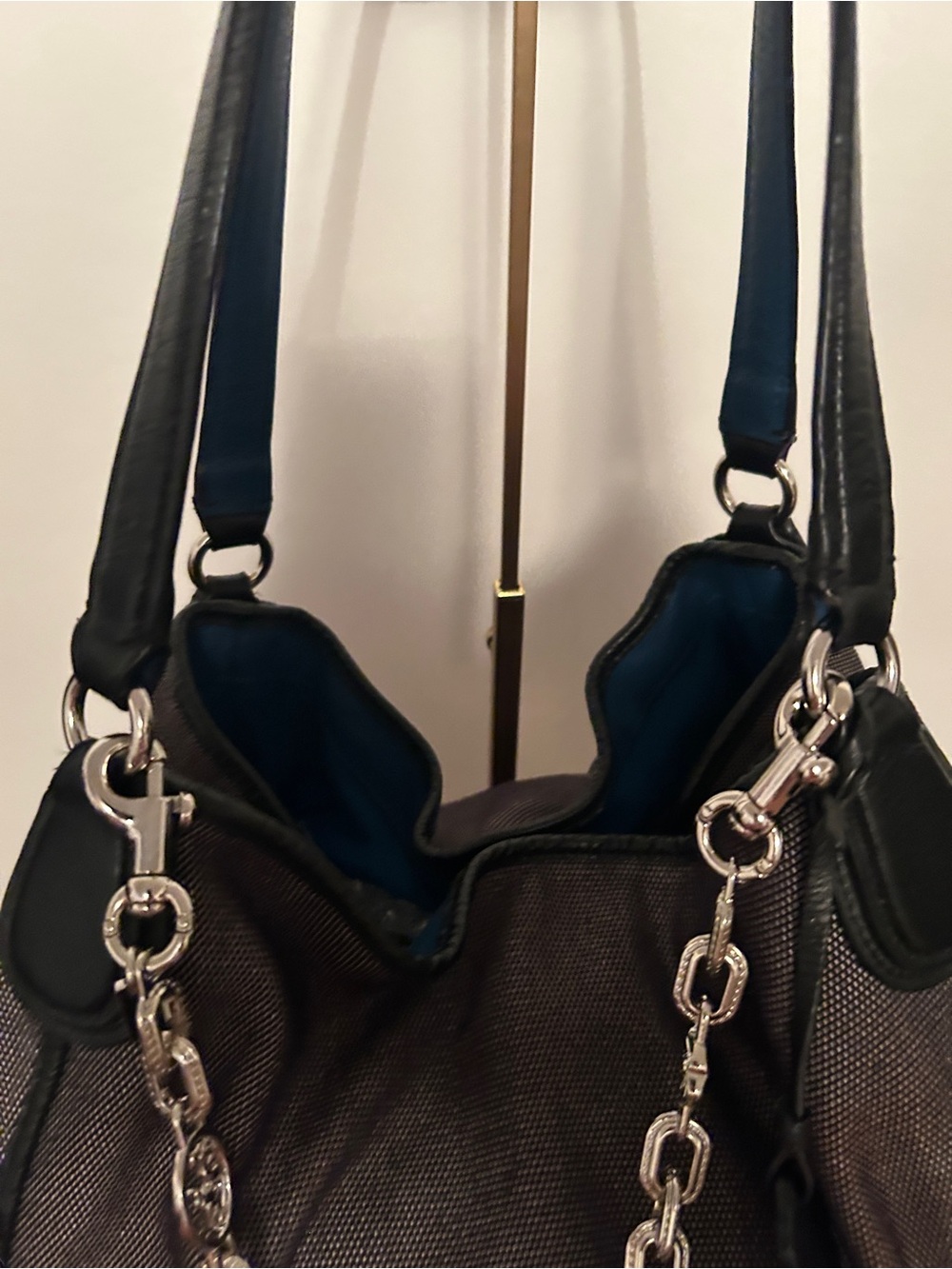 Coach Edie 31 Black & Blue Needlepoint Canvas Horse & Carriage Shoulder Bag
EUC - Picture 3 of 16